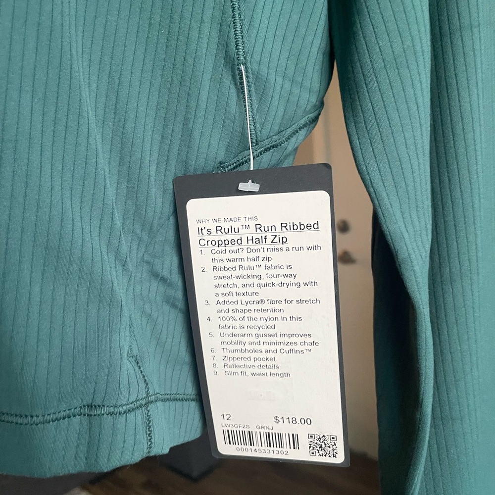 NWT It’s Rulu Run Cropped Half Zip *Ribbed - Picture 4 of 7